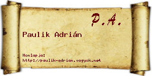 Paulik Adrián névjegykártya